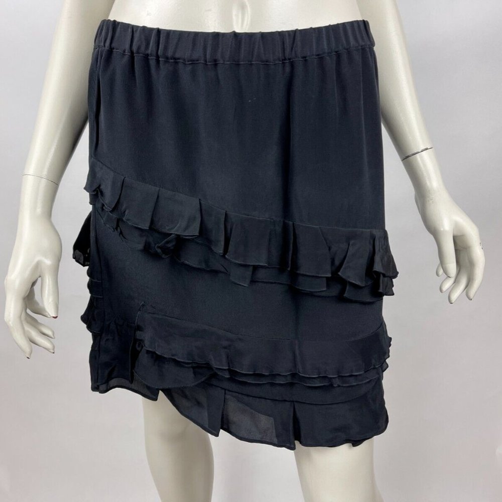Banana Republic Silk Ruffle Skirt Women 2 NWT Lined Elastic Waist‎ Lightweight